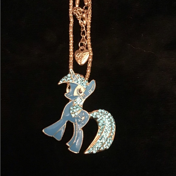 Blue bling bling little pony necklace - Picture 2 of 2
